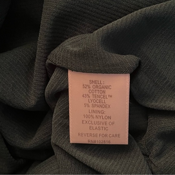 Garnet Hill Ruffled Split Neck Dress Size Small Long Sleeve Green Silver Cotton - Picture 8 of 8